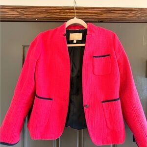 Banana Republic Hot Pink Tweed Blazer with Black Trim
